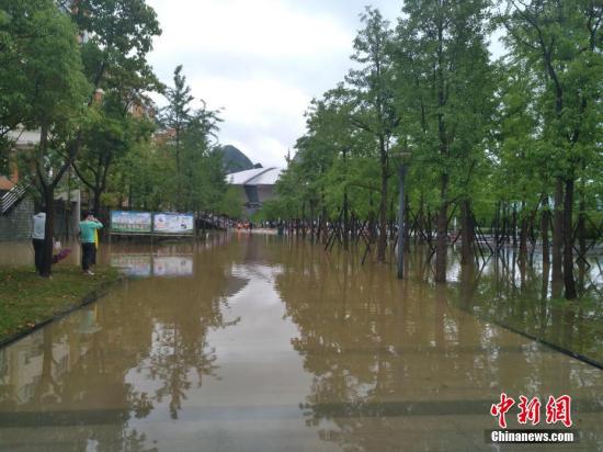 6月15日,暴雨导致六盘水师范学院低洼处积水。记者 钟欣 摄 6月15日,暴雨导致六盘水师范学院低洼处积水。记者 钟欣 摄