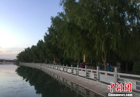 图为敦煌市区境内的党河风情线。 陈姗姗 摄 图为敦煌市区境内的党河风情线。 陈姗姗 摄