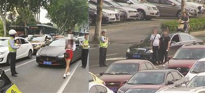 交警调整信号灯,拦下两问题豪车。 警方供图 交警调整信号灯,拦下两问题豪车。 警方供图