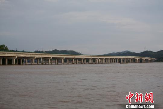 图为浔江特大桥,大桥全长1839米,桥面宽29.6米,北起梧州市长洲区龙华村,南至苍梧县龙圩镇。 陈选平 摄 图为浔江特大桥,大桥全长1839米,桥面宽29.6米,北起梧州市长洲区龙华村,南至苍梧县龙圩镇。 陈选平 摄